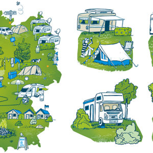 camping deutschlandkarte illustration