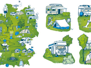 Illustration Deutschlandkarte - Camping Edition