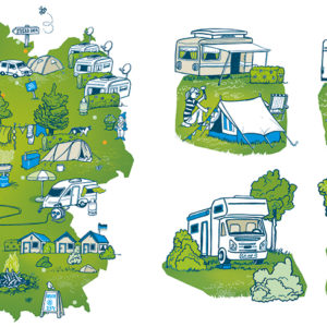 camping deutschlandkarte illustration