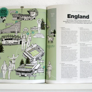 illustrated map of England for the 11 freunde groundhopping series