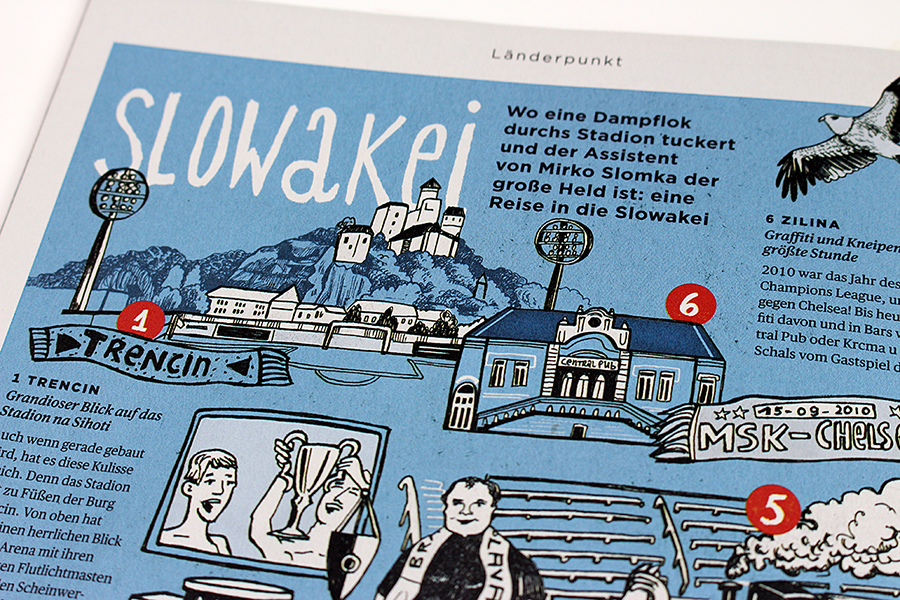Illustrierte Landkarte Slowakei Länderpunkt 11 Freunde